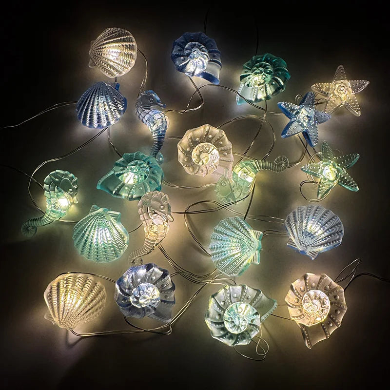 2M 20 LED Ocean Seashell Starfish Fairy String Lights Party Decor Fairy String Lights Babs A