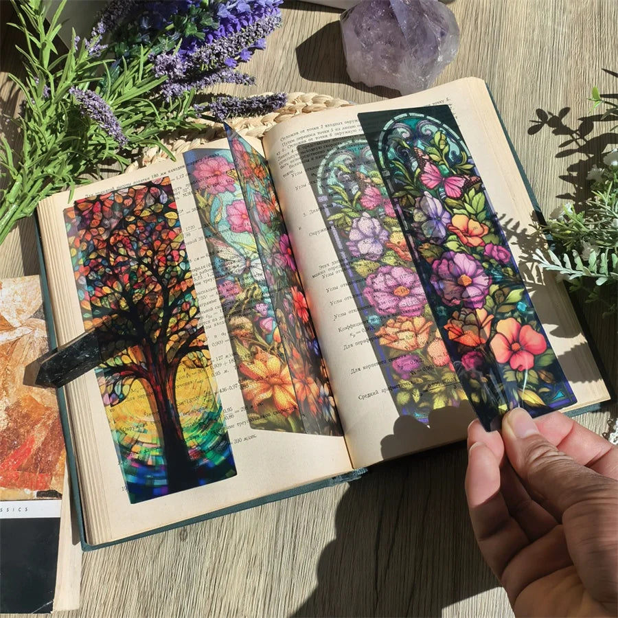 Acrylic Reading Bookmarks – Colorful Floral Design Acrylic Bookmarks Babs