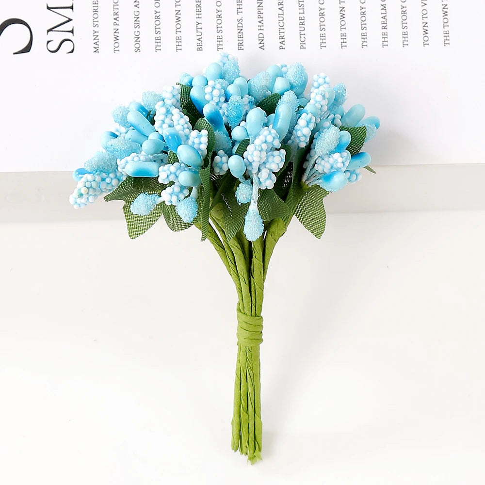 12Pcs Artificial Berry Stamen Flowers – DIY Wedding & Christmas Artificial Craft Flowers Babs Light Bule 72Pcs
