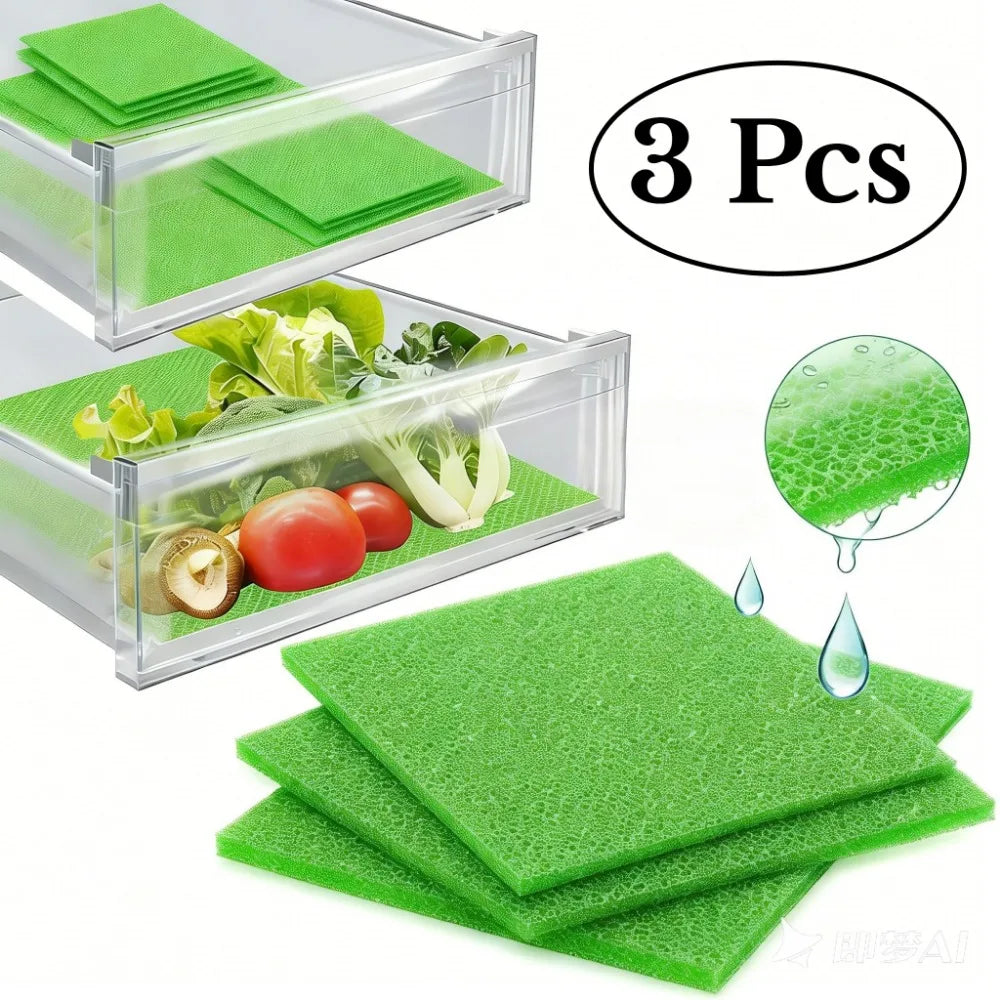 3PCS Reusable Refrigerator Drawer Liner & Produce Pad Refrigerator Liner Pad Babs
