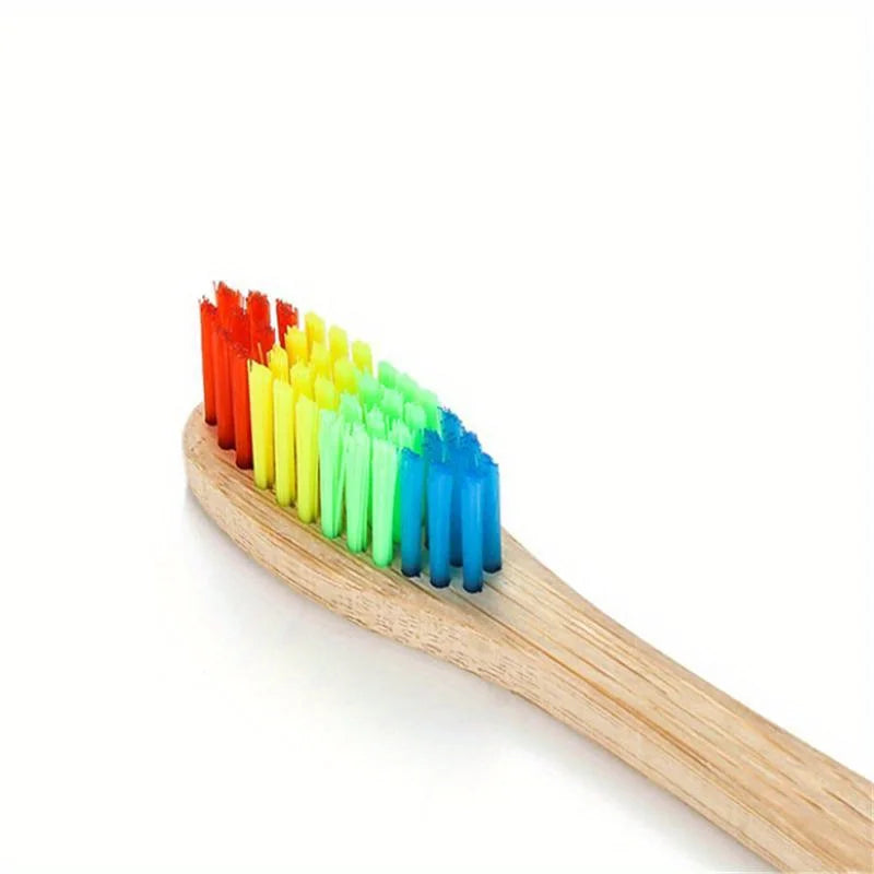 10-Pack Rainbow Bamboo Toothbrush Set – Soft Bristle, Eco-Friendly Bamboo Toothbrush Set Babs