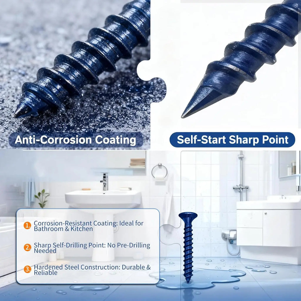 Blue Flat Head Concrete Screws – Phillips Masonry Anchor Screws Masonry Screw Anchors Babs