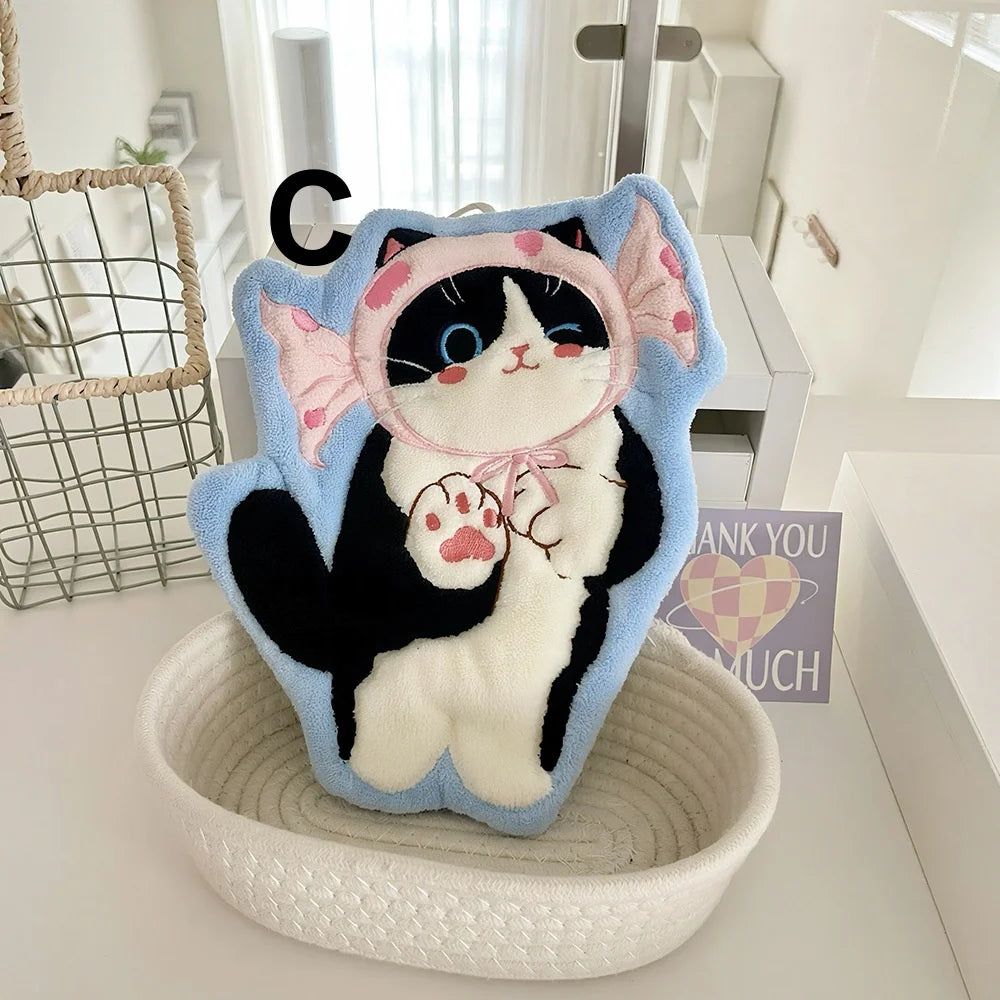 Cat Hand Towels – Microfiber Coral Fleece with Hanging Loop Microfiber Hand Towel Babs C