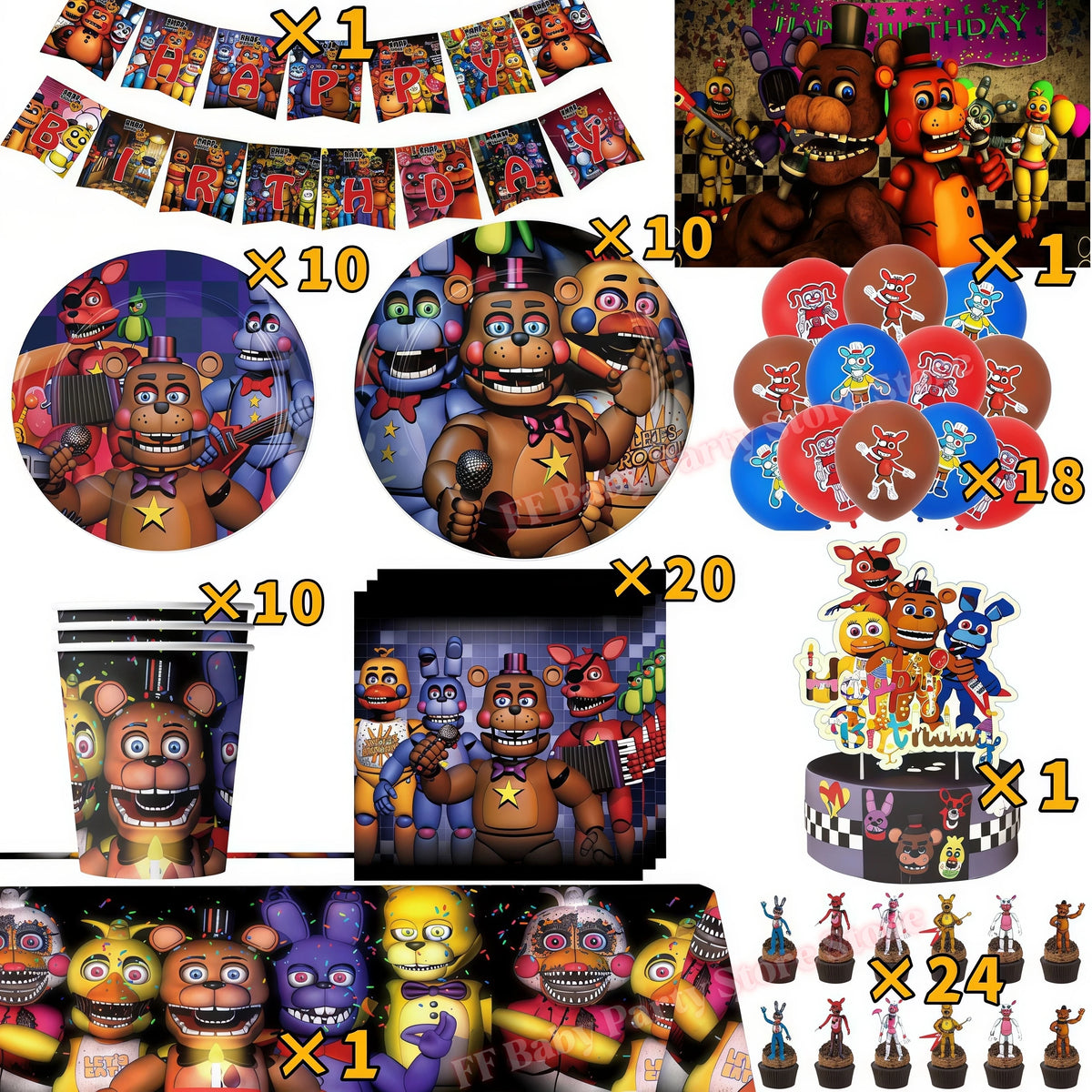 Five Nights Bear Birthday Party Decorations Set for Kids Birthday Party Set Babs 96pcs others