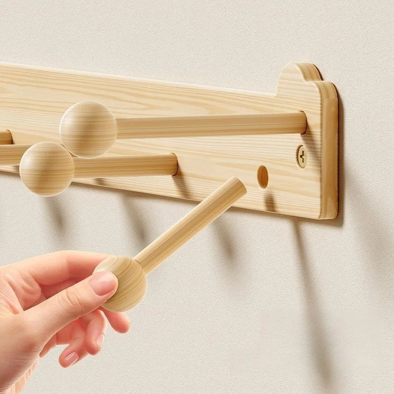 Wall Mounted Wooden Coat Rack – 6-Hook Pine Entryway Organizer Wall Coat Rack Babs
