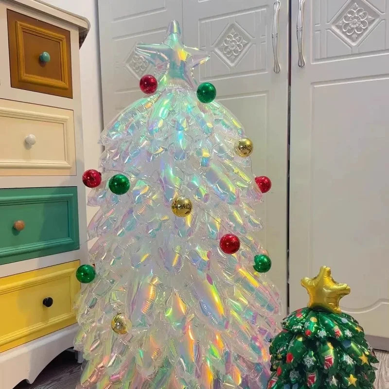 4D Rainbow Chrome Christmas Tree Foil Balloon 92x54cm Christmas Foil Balloon Babs