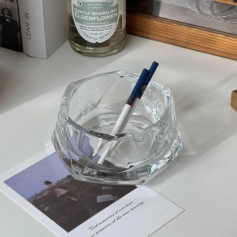 Crystal Glass Ashtray – Light Luxury Water Chestnut Design Glass Ashtray Babs