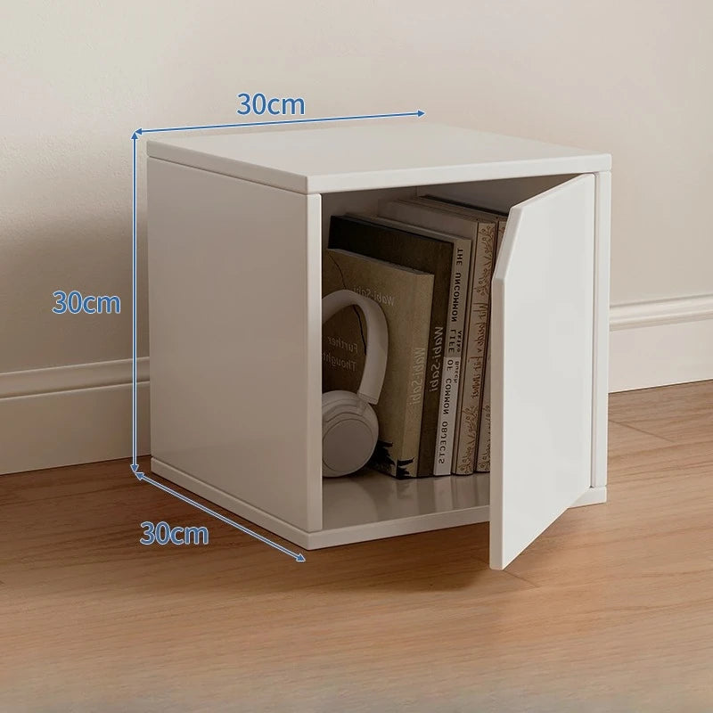 Modern Nordic Cube Bookcase with Storage Cabinet – 30cm Cube Bookcase Babs White Wooden Door