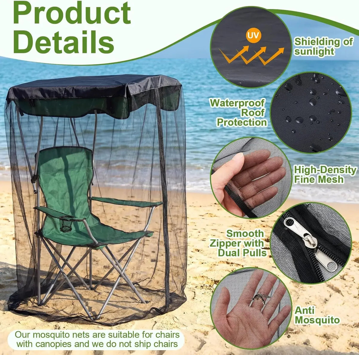 Outdoor Swing Mosquito Net Canopy – Patio Hammock Chair Cover Swing Canopy Net Babs