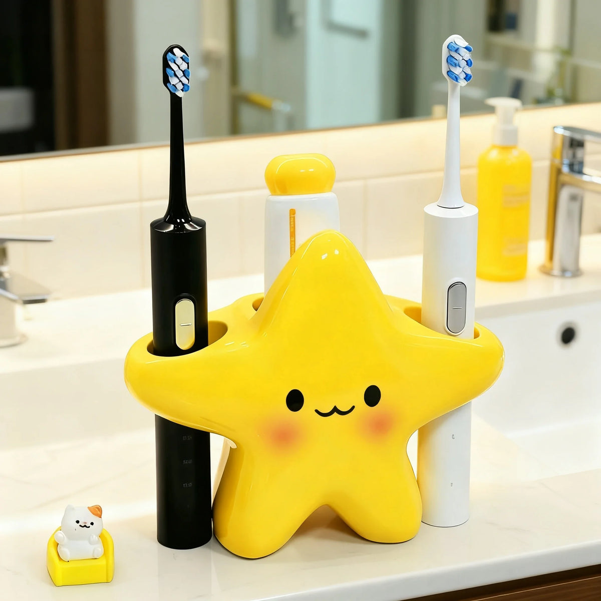 Star-Shaped Toothbrush Holder – Cute Freestanding Bathroom Organizer Toothbrush Holder Babs