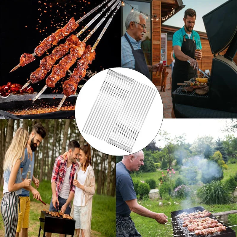Reusable Stainless Steel BBQ Skewers – Kebab Grilling Set BBQ Skewer Set Babs