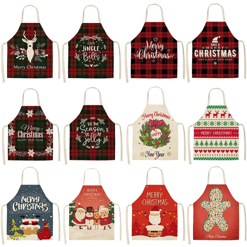 Linen Christmas Apron – Festive Kitchen Gift for the Holidays Christmas Kitchen Apron Babs