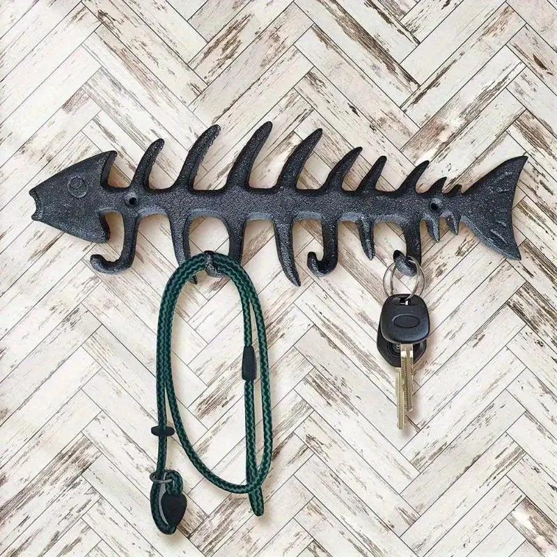 Fish Bone Cast Iron Wall Hook – Beach Coastal Home Decor Decorative Wall Hook Babs