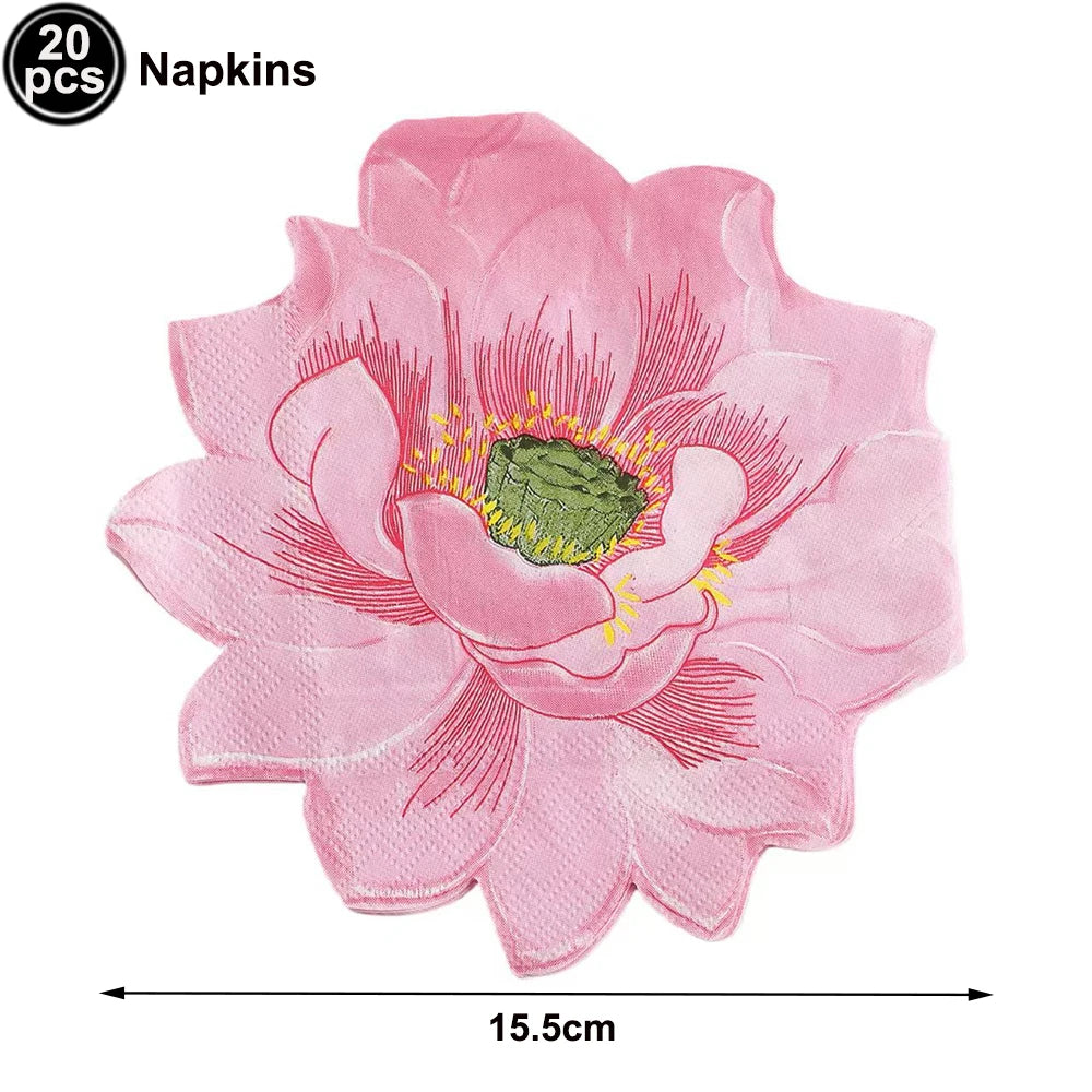 Flower Shaped Paper Napkins Daisy Lotus Blossom Party Decor Decorative Paper Napkins Babs Deep Sapphire 60pcs