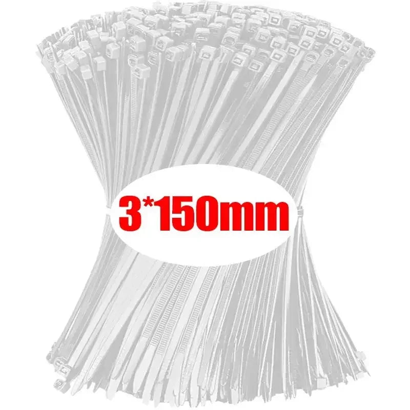 Nylon Cable Ties Self-Locking Zip Ties 100–1000 Pcs Nylon Cable Ties Babs White(3x150mm) 100pcs