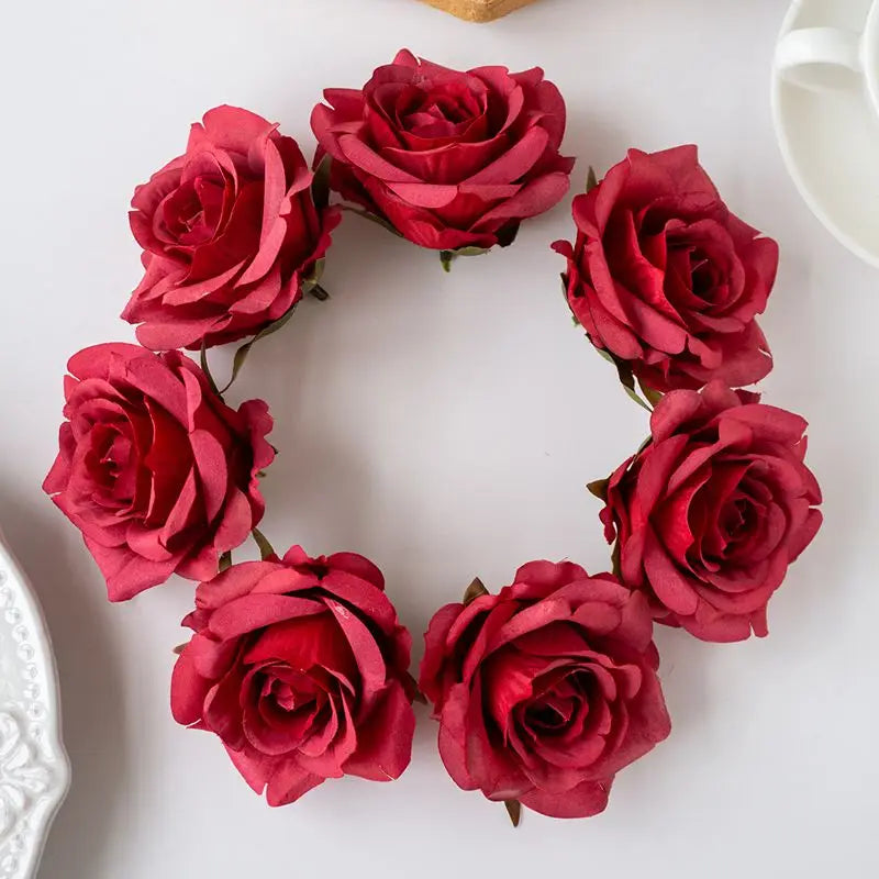 Silk Rose Flower Heads 5/10pcs – Wedding & DIY Decor Artificial Flower Heads Babs color 2 10 pcs