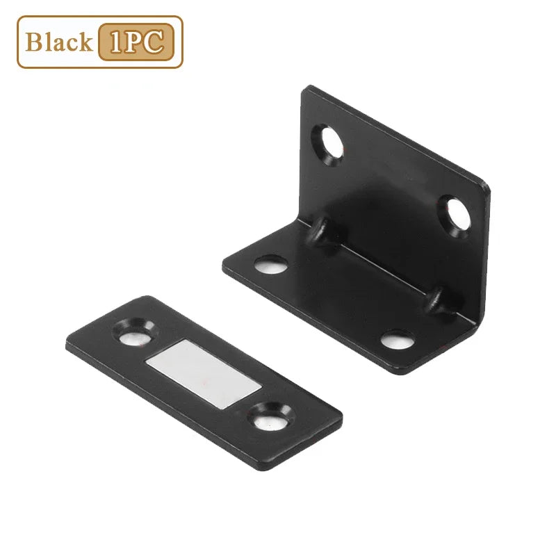 L-Shape No-Drill Magnetic Door Catch – Cabinet & Closet Latch Magnetic Door Catch Babs Black-1PC