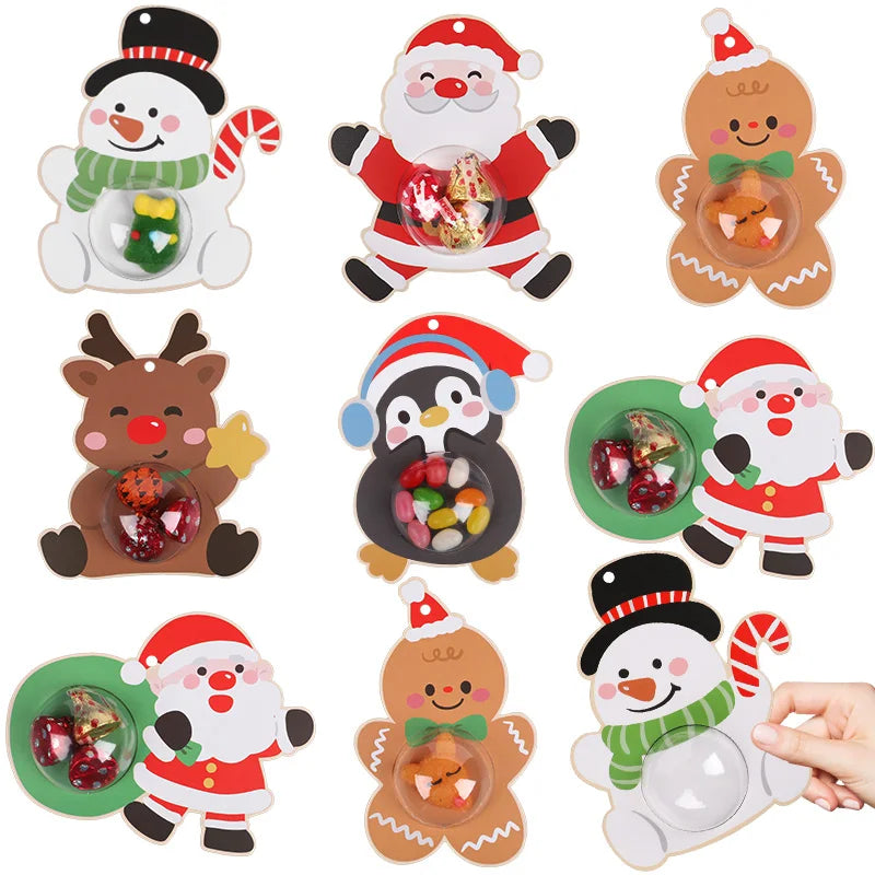 12/24Pcs Christmas Candy Holder Cards & Xmas Tree Pendants Christmas Gift Bags Babs