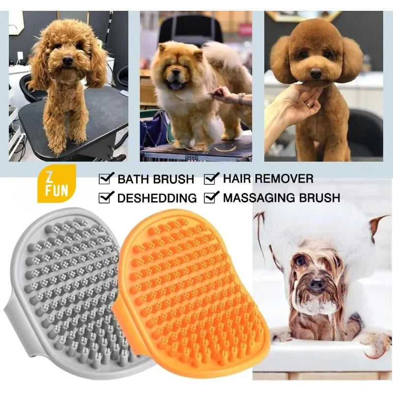 Dog Bath Brush – Rubber Grooming Curry Comb for Dogs & Cats Pet Grooming Brush Babs