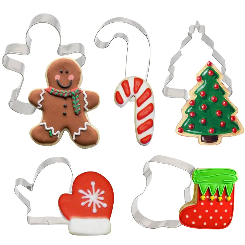 5-Piece Christmas Cookie Cutter Set – Gingerbread & Xmas Tree Cookie Cutter Set Babs