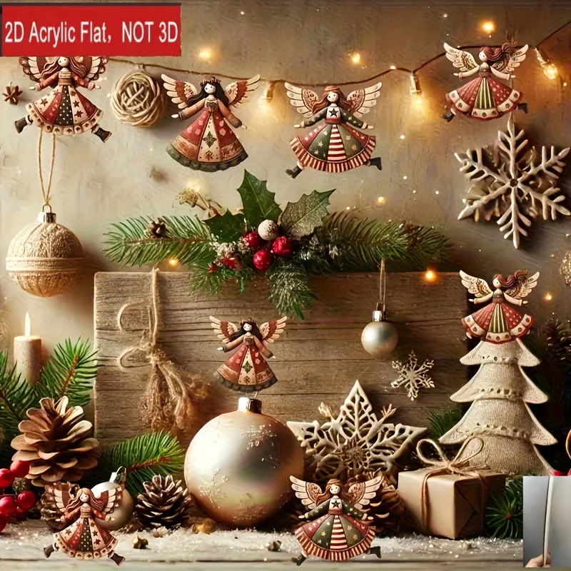 4pcs Handmade Wooden Angel Christmas Ornaments – Vintage Decor Christmas Ornaments Babs