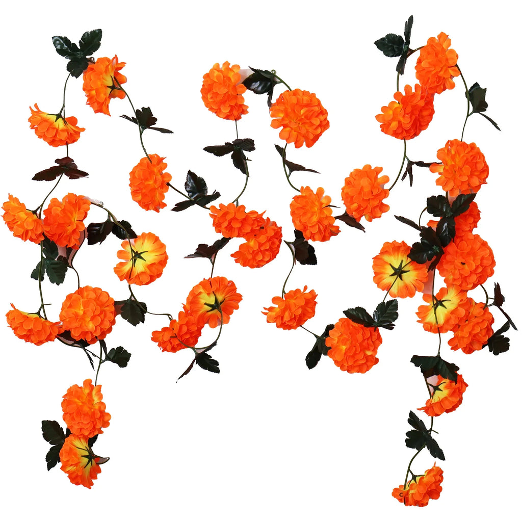 Artificial Marigold Wreath Garland | Halloween & Muertos Decor Floral Wreath Garland Babs