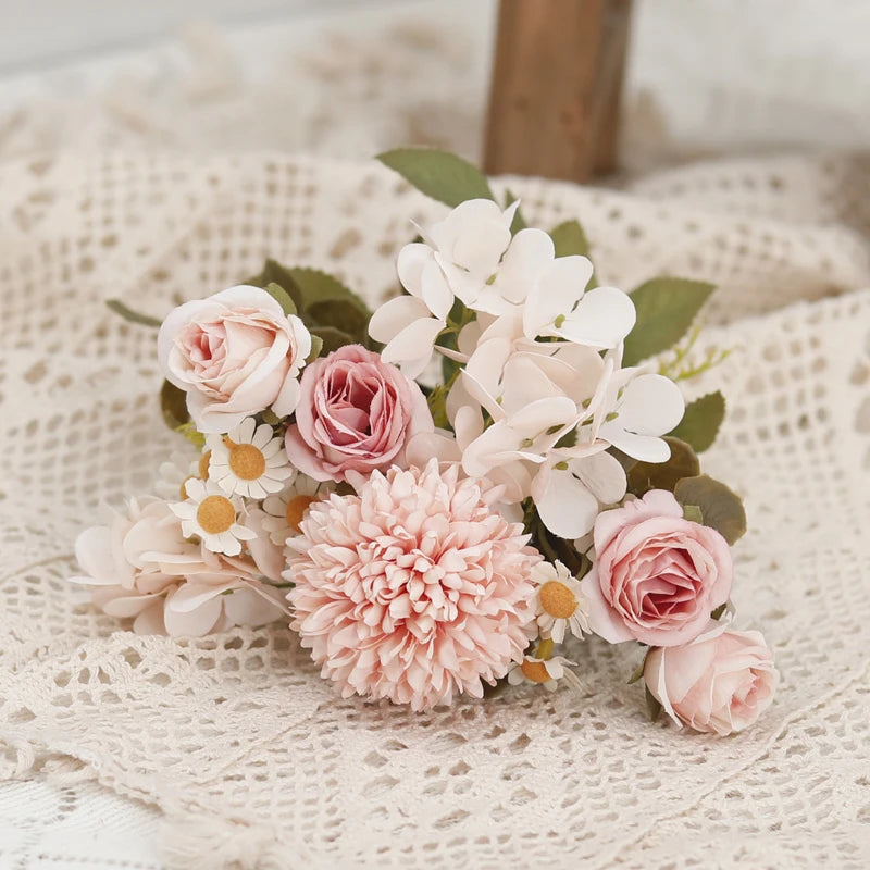 Silk Artificial Flowers – Rose, Sunflower, Hydrangea & Dandelion Artificial Flowers Babs Pink 2PC