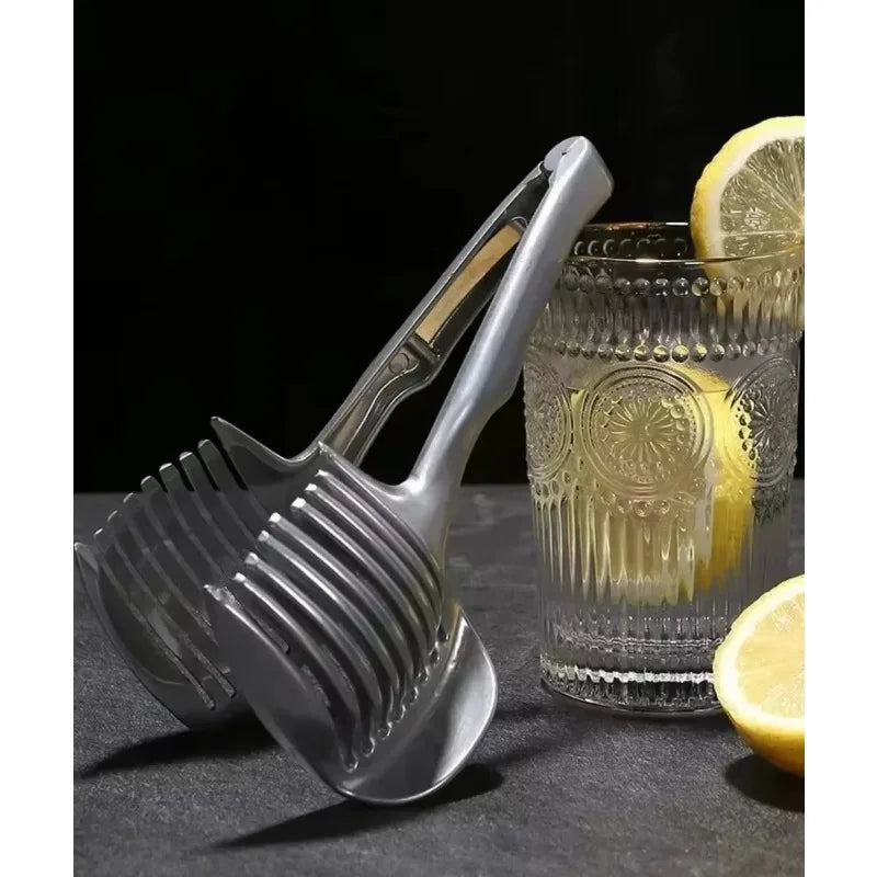 Handheld Fruit & Vegetable Slicer – Lemon Tomato Onion Cutter Fruit Vegetable Slicer Babs