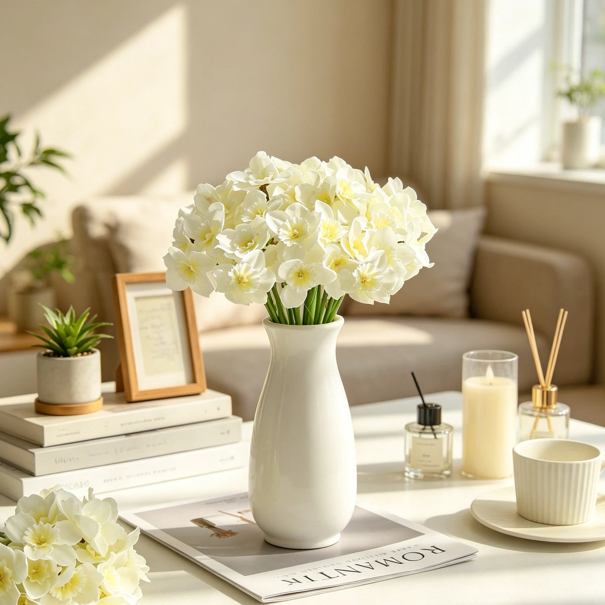 Silk Narcissus Artificial Flower Bouquet – Wedding & Home Décor Artificial Silk Flowers Babs