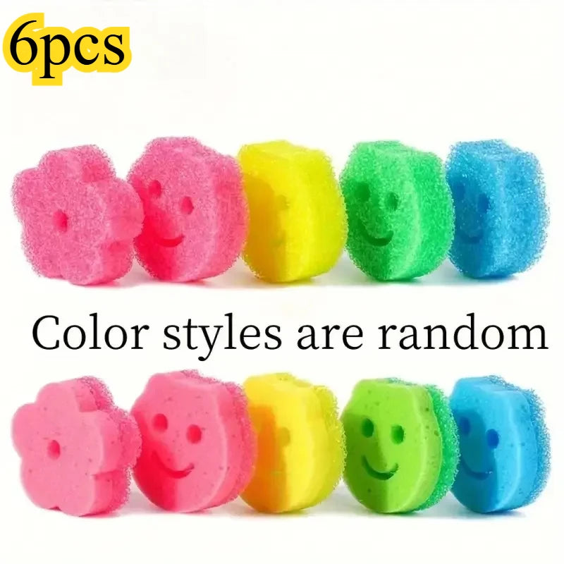 6-Pack Bear Smile Face Dish Sponges | Kitchen Scrubber Set Kitchen Dish Sponge Babs 6pcs random