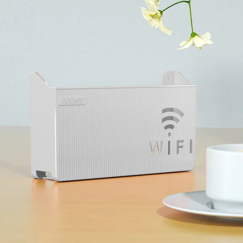 Wall Mounted WiFi Router Rack & Cable Management Storage Box Router Storage Rack Babs Grey