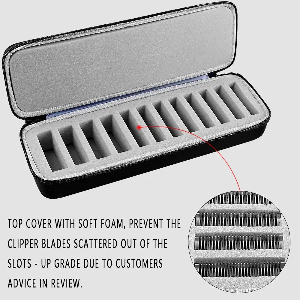 Clipper Blade Case – Hard Travel Organizer Holds 12 Blades Blade Storage Case Babs