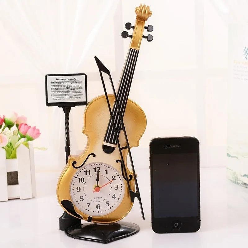 Violin Desk Alarm Clock – Creative Music Gift & Home Décor Desk Alarm Clock Babs YELLOW