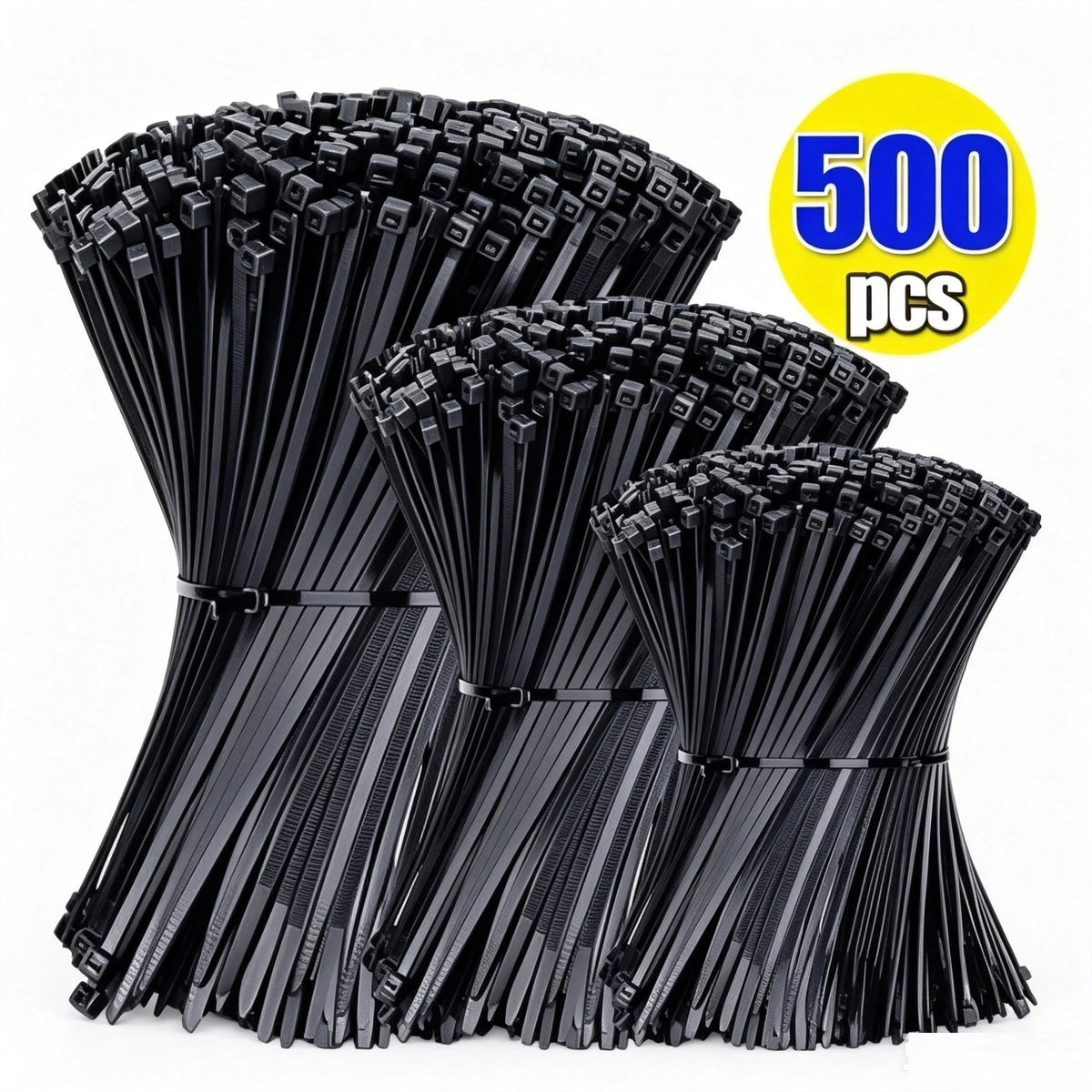 500Pcs Nylon Self-Locking Zip Cable Ties – Home & Office Nylon Cable Ties Babs
