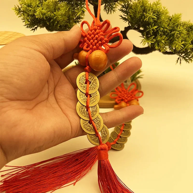 Feng Shui Coins Red Endless Knot Lucky Home & Car Ornament Lucky Hanging Ornament Babs