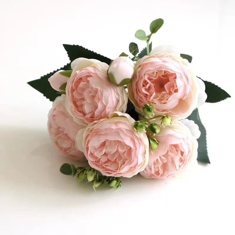 Silk Peony Rose Artificial Bouquet – Wedding & Home Décor Artificial Flower Bouquet Babs light pink