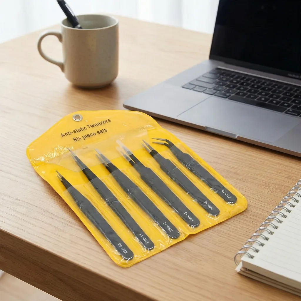 6-Piece ESD Anti-Static Precision Tweezers Set – Electronics & Jewelry Precision Tweezers Set Babs