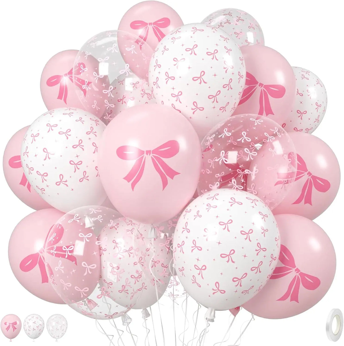 Pink Clear Bow Latex Balloons – Wedding & Birthday Party Decor Latex Party Balloons Babs