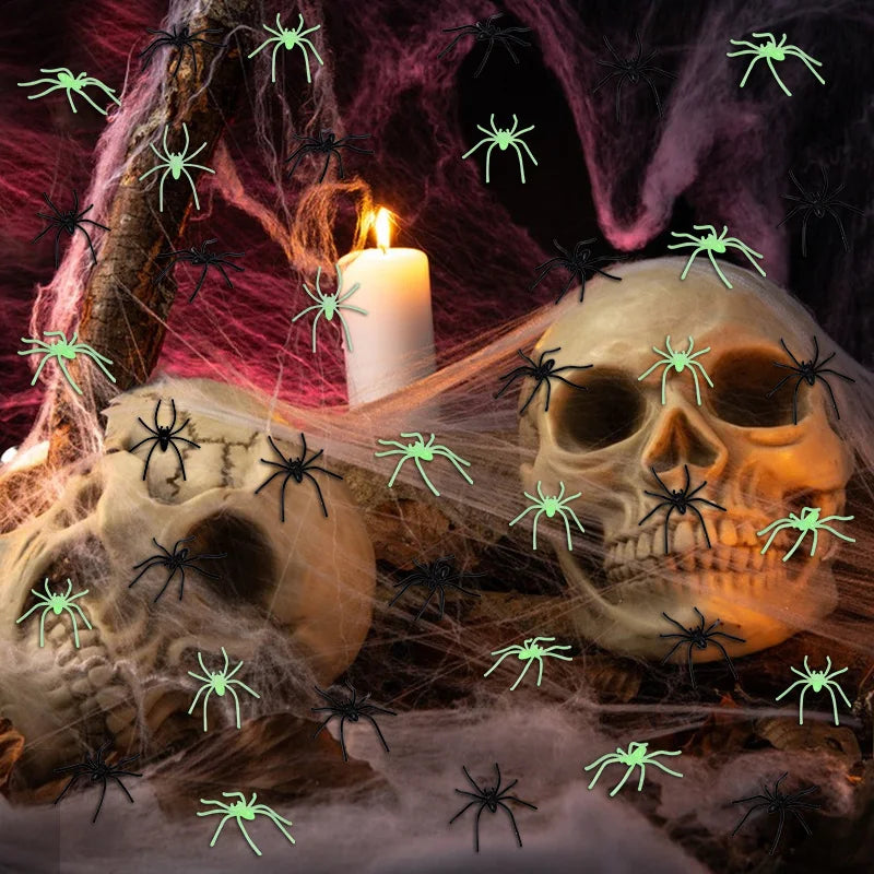 50-100Pcs Glow-in-Dark Halloween Spider Decorations & Props Halloween Decoration Props Babs