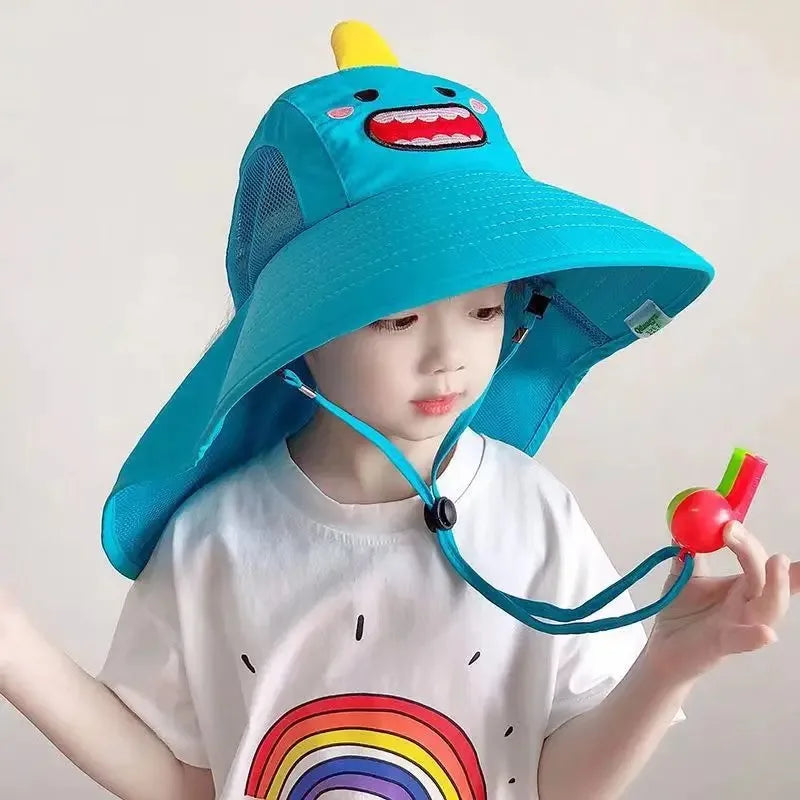 Kids UPF 50+ Sun Hat Wide Brim & Neck Flap – Beach Cap Kids Sun Hat Babs