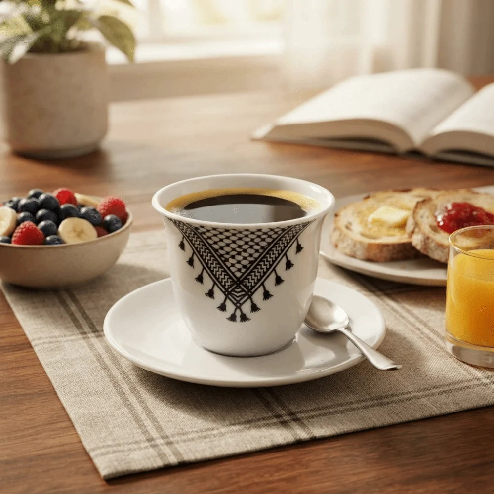 6-Piece Ceramic Turkish Coffee Cup Set – 70ml Vintage Style Ceramic Coffee Cup Set Babs