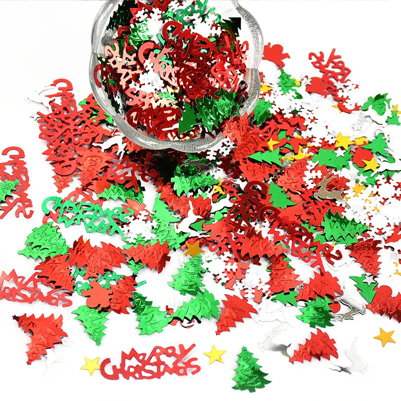 Christmas Table Confetti Snowflake & Xmas Tree Sequins 15g Holiday Party Confetti Babs