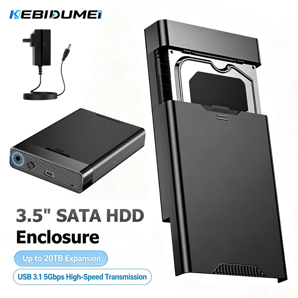 USB 3.1 SATA HDD Enclosure 2.5" & 3.5" – 5Gbps UASP, 20TB HDD Enclosure Babs