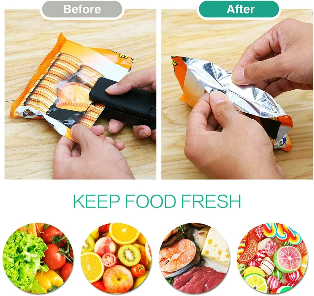 2-in-1 Rechargeable Mini Bag Heat Sealer & Cutter | Portable Mini Bag Sealer Babs