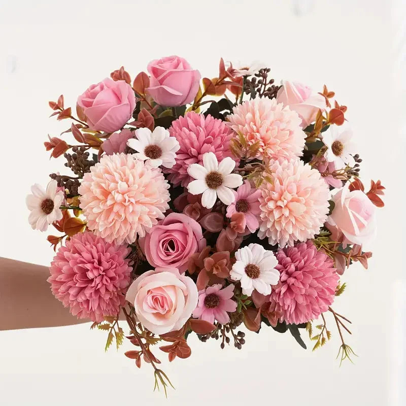 Autumn Silk Artificial Flower Bouquet – Roses, Hydrangea & Daisies Artificial Flower Bouquet Babs
