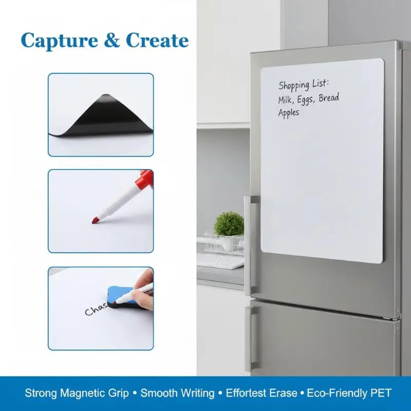 A3/A4 Flexible Magnetic Whiteboard Fridge Dry Erase Board Magnetic Whiteboard Babs
