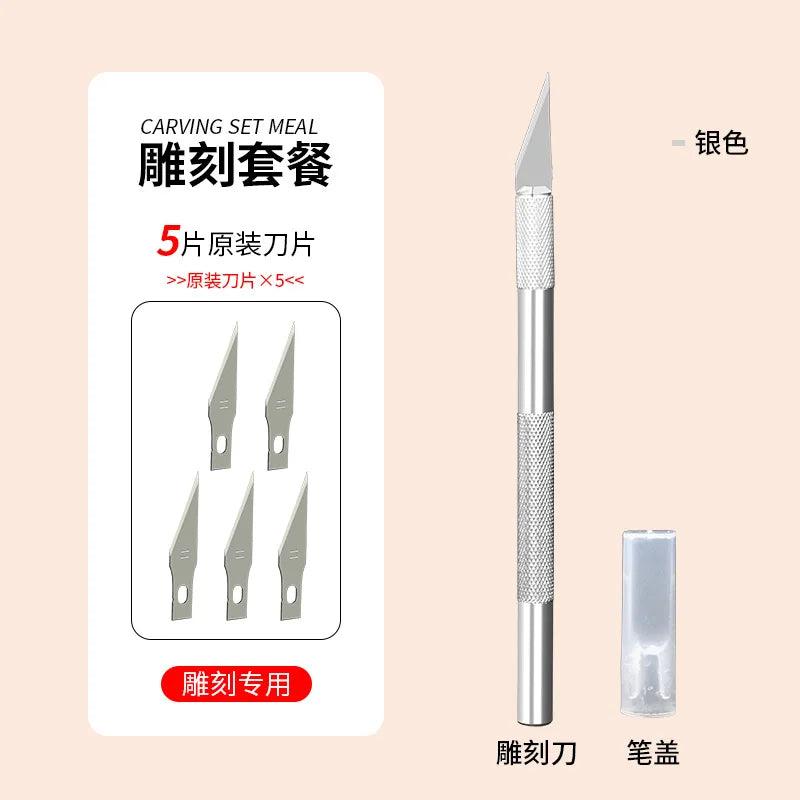 Utility Carving Knife Pen – Art Student Paper Cutter Tool Craft Cutting Knife Babs Silver
