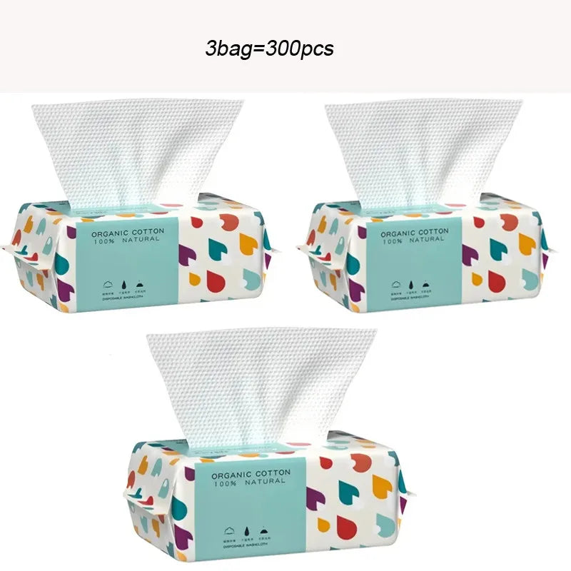 100/300PCS Disposable 100% Cotton Face Towels & Makeup Wipes Disposable Face Towels Babs 300P