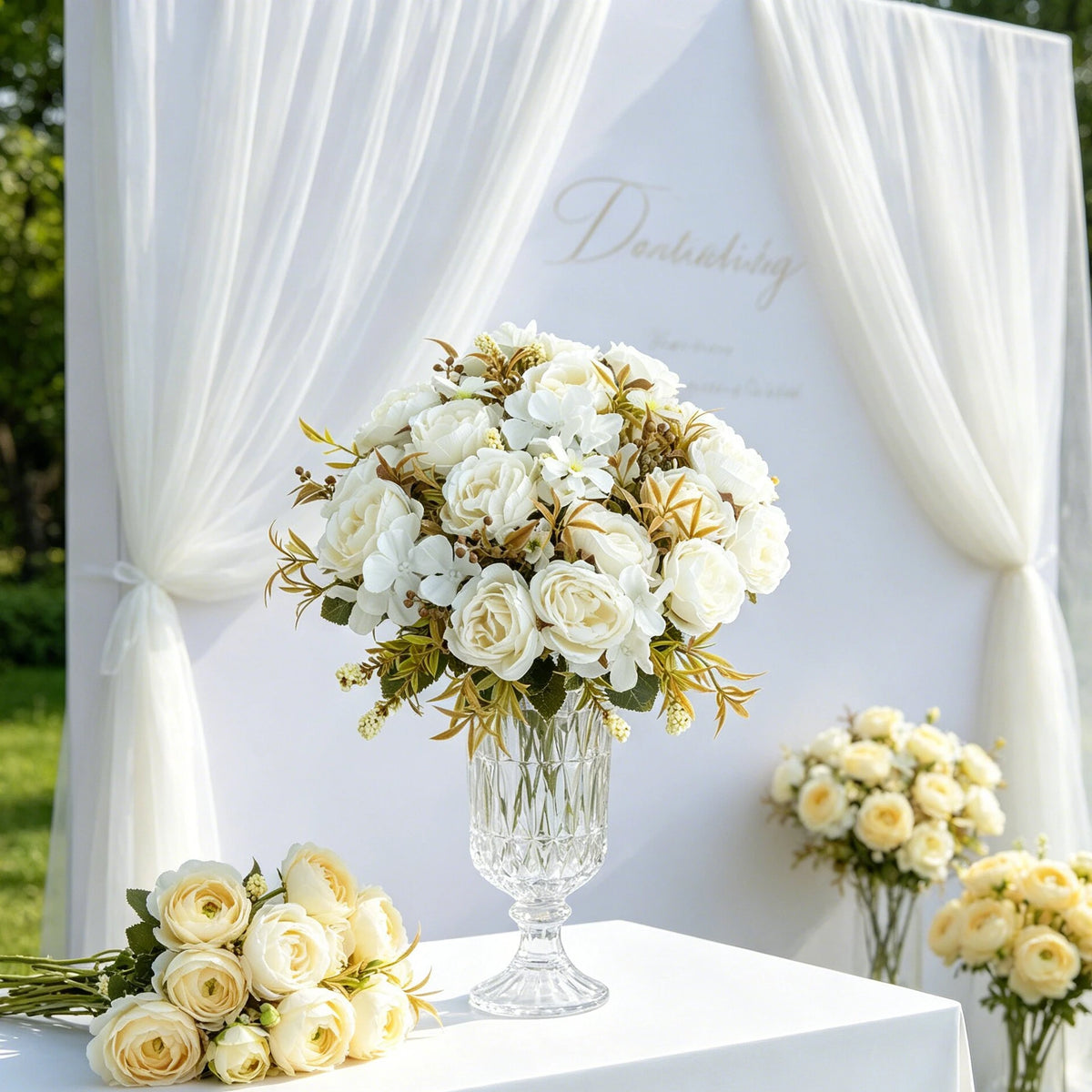 Artificial Silk Roses & Peony Bouquet – Wedding & Home Decor Artificial Flower Bouquet Babs