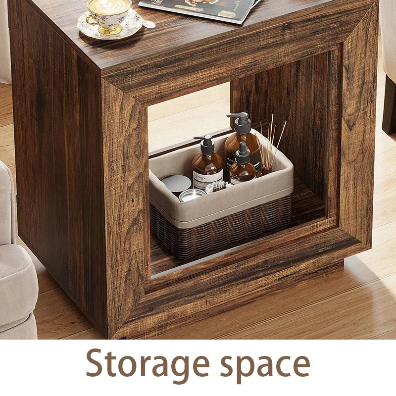 Modern Wood Coffee Table with Storage – Square Side Table Coffee Side Table Babs